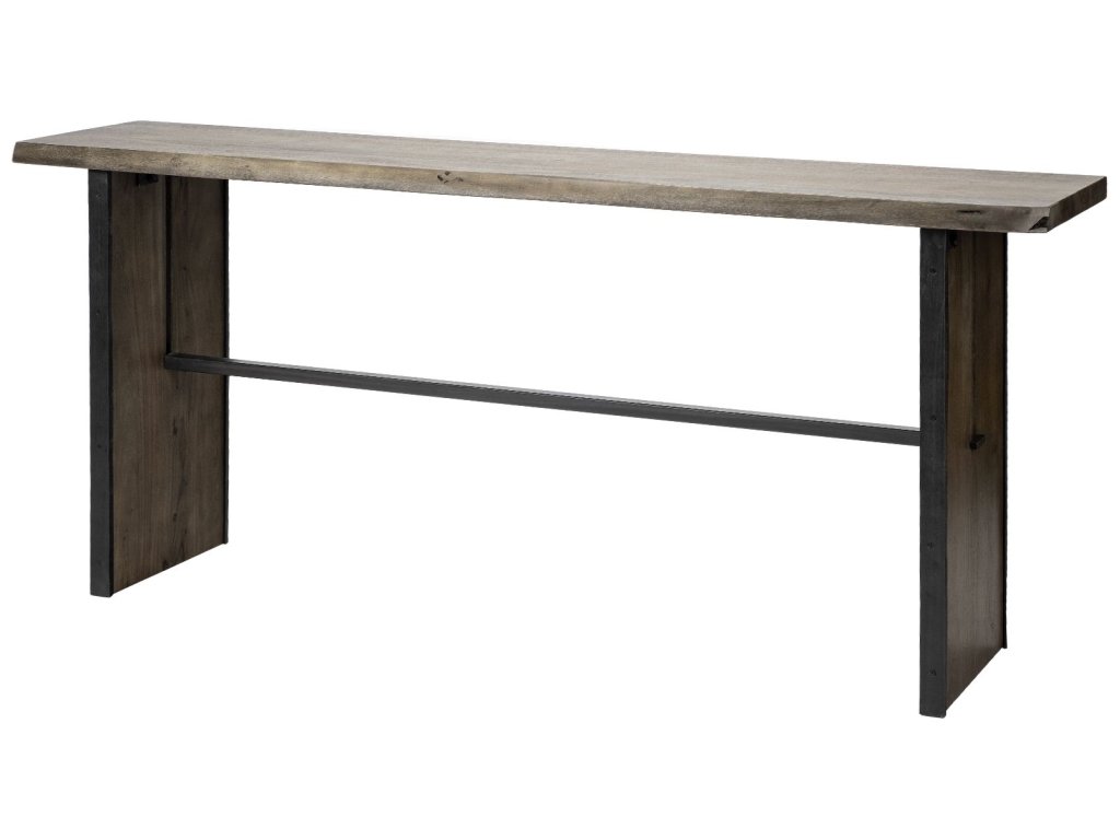 II 70L x 17W x 30H Live-Edge Wooden Brown Console Table