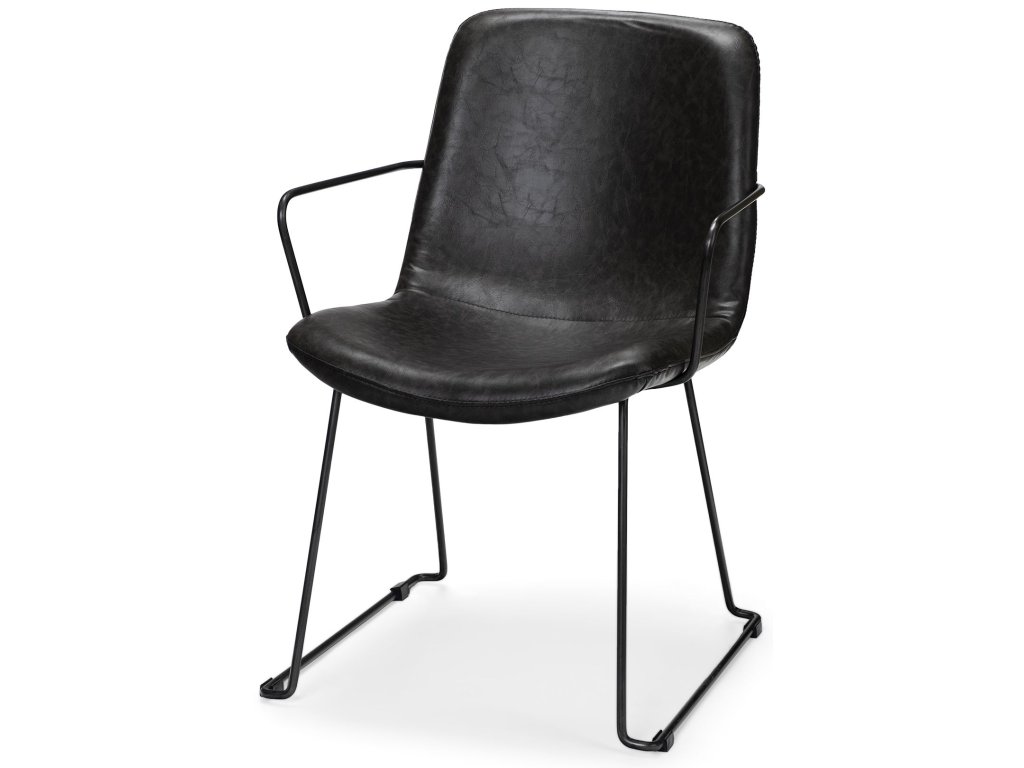 II Black Faux-Leather Seat Black Iron Frame Dining Chair