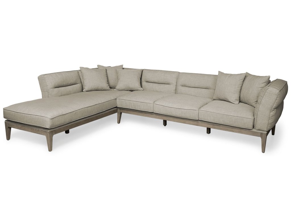 IV 121" Beige Upholstered Wooden Frame Left Four Seater Sectional