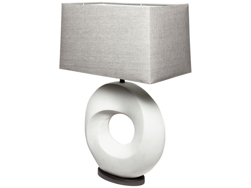 (26.8"H) White Resin Ring-Shaped Base Table Lamp