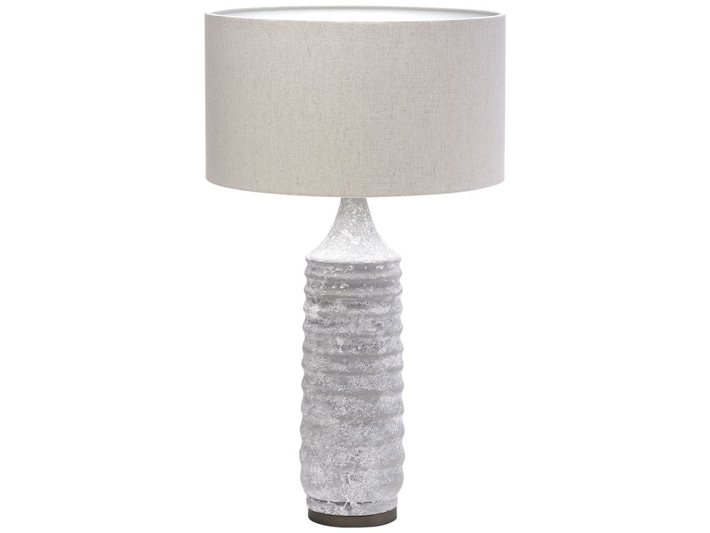 (30.5"H) Beige-Toned Fabric Shade Gray Concrete Base Table Lamp