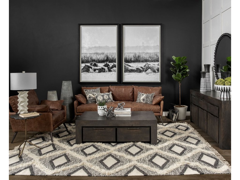 II 82L x 33W x 32.25H Brown Leather Three Seater Sofa