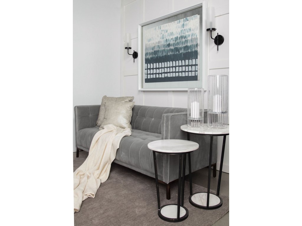 I I 8X20 Gray Metal Cylindrical Glass Shade Wall Sconce