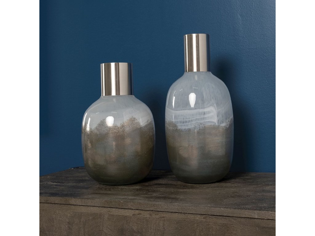 I Short Gradient Blue Glass Gourd Style Vase