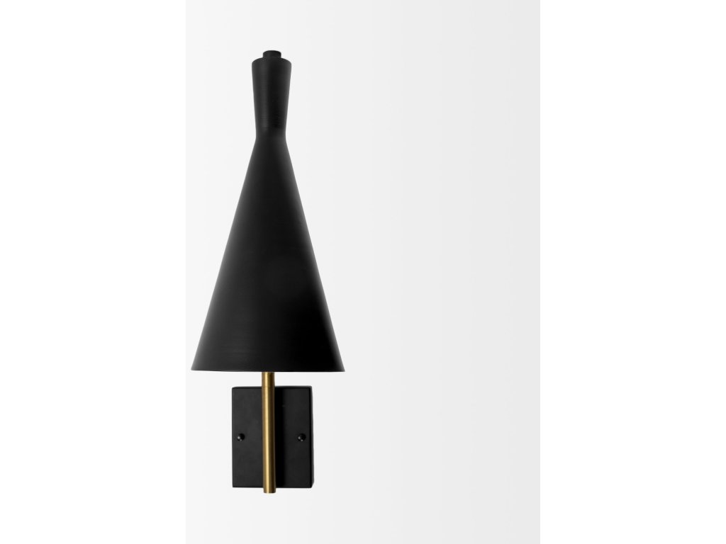 I 23"L x 5.25"W x 17.5"H Black/Gold Metal Conical Shade Wall Sconce