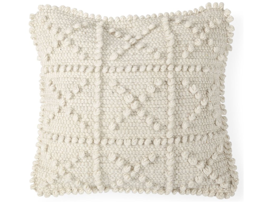 18 x 18 Cream Raised Pattern Detail Decorative Pillow Cover