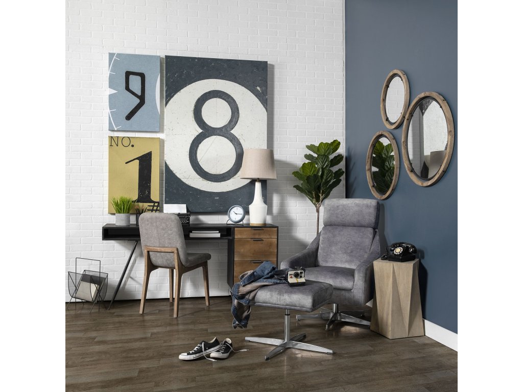 24" Brown Wood and Black Metal Frame Mirror - Alternative View