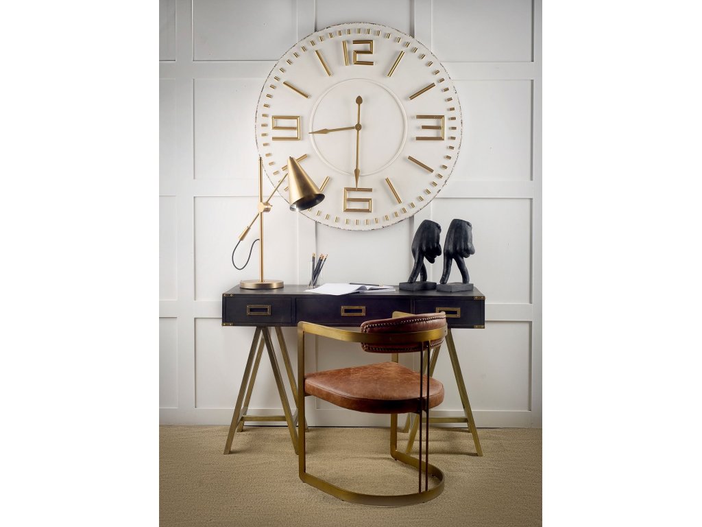 I Brown Leather Seat Gold Iron Frame Dining Chair - Alternative View