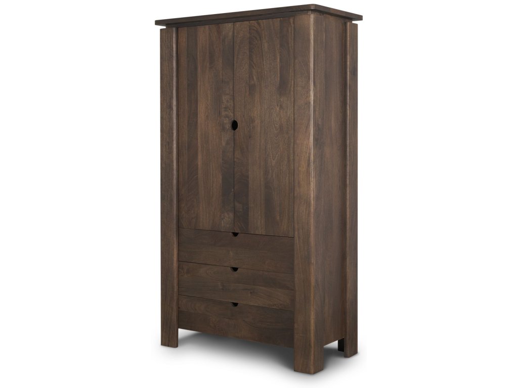 Solid Dark Brown Wood Curio Cabinet
