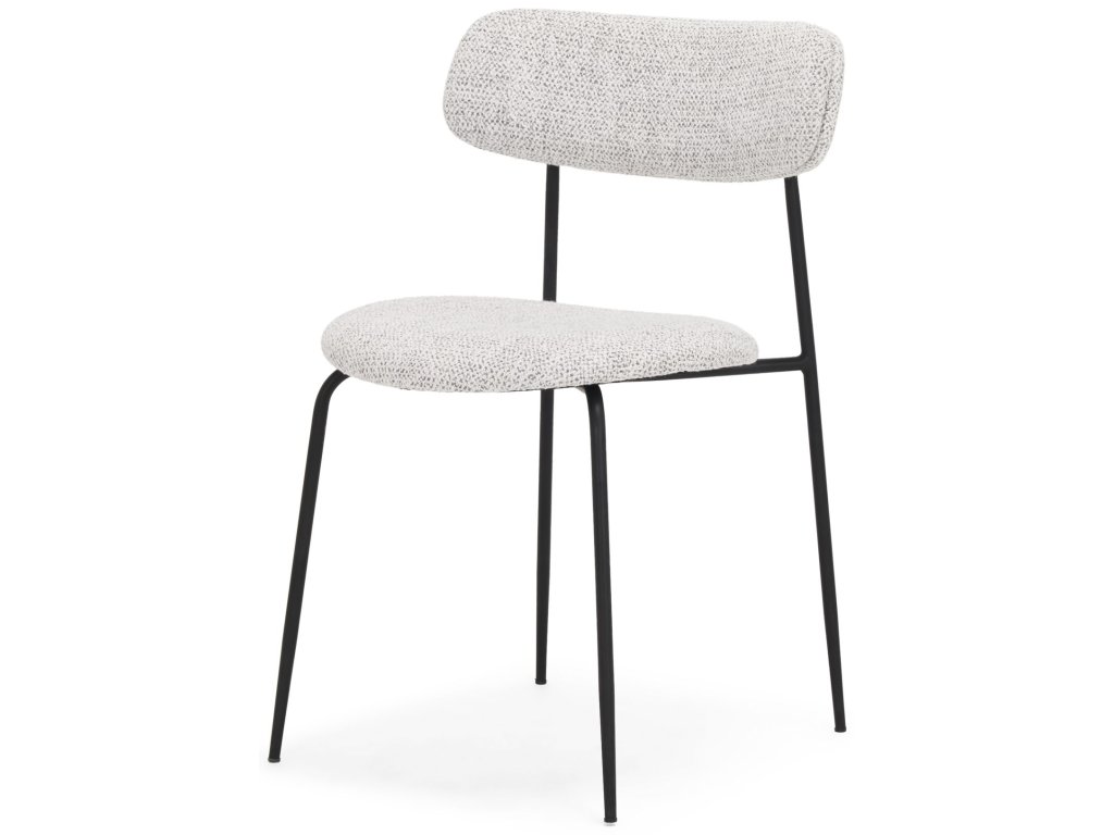 Matte Black Metal w/ Gray Fabric Dining Chair