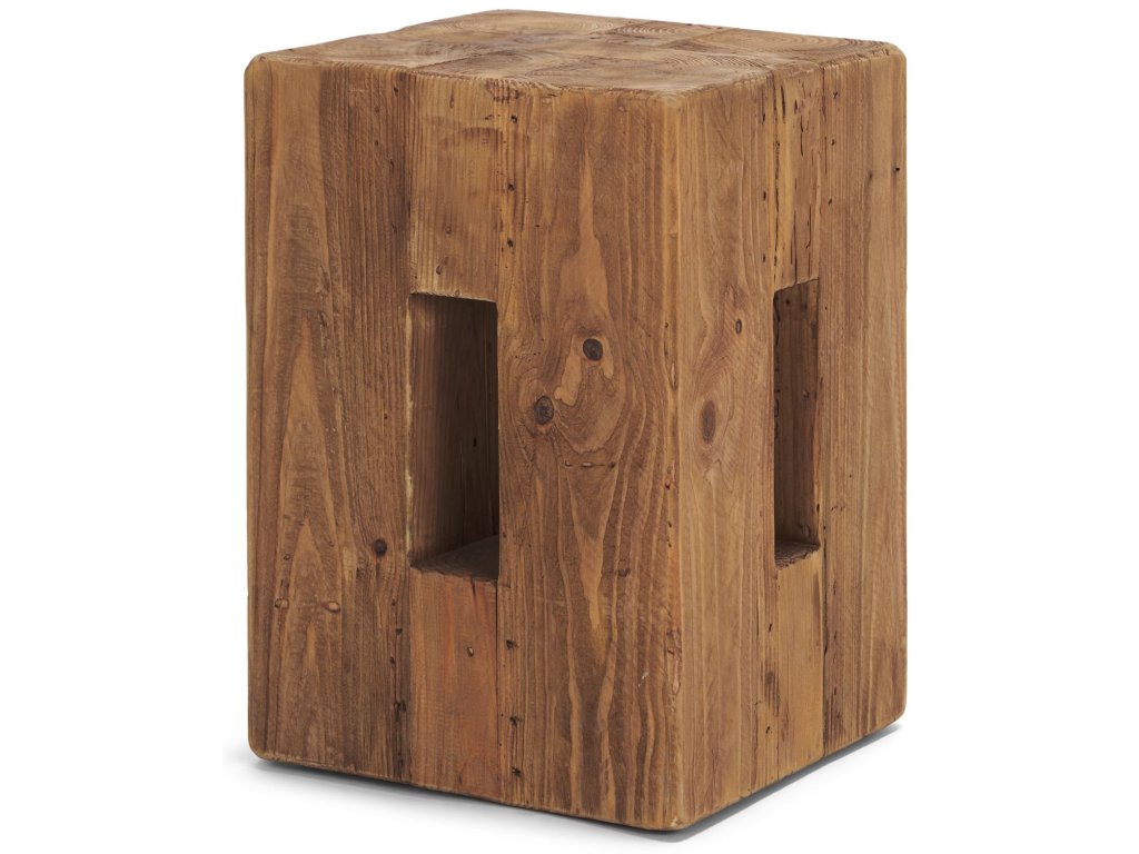 Natural Wood Block Accent Stool