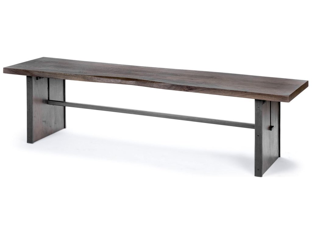I 70L x 17W Brown Live-Edge Wooden Dining Bench