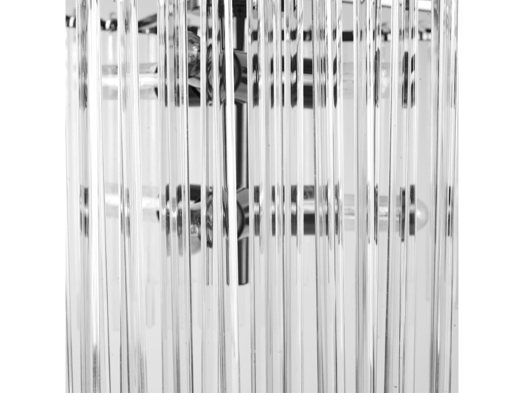 (26"X14") Hanging Gun-Metal w/ Clear Glass Rods Six Bulb Chandelier