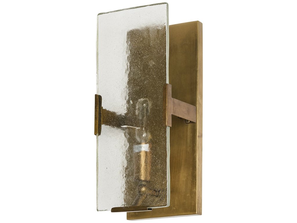 4.5X12 Brass Toned Metal w/Frosted Glass Rectangular Wall Sconce