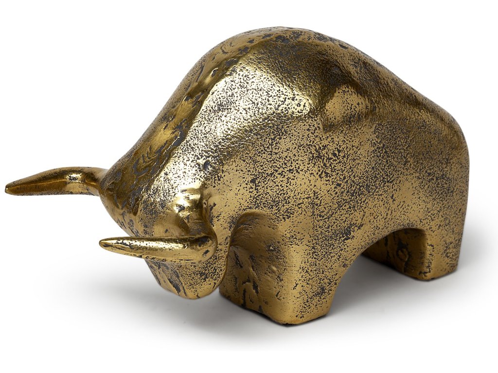 I 9L x 4W Gold Cast Aluminum Raging Bull