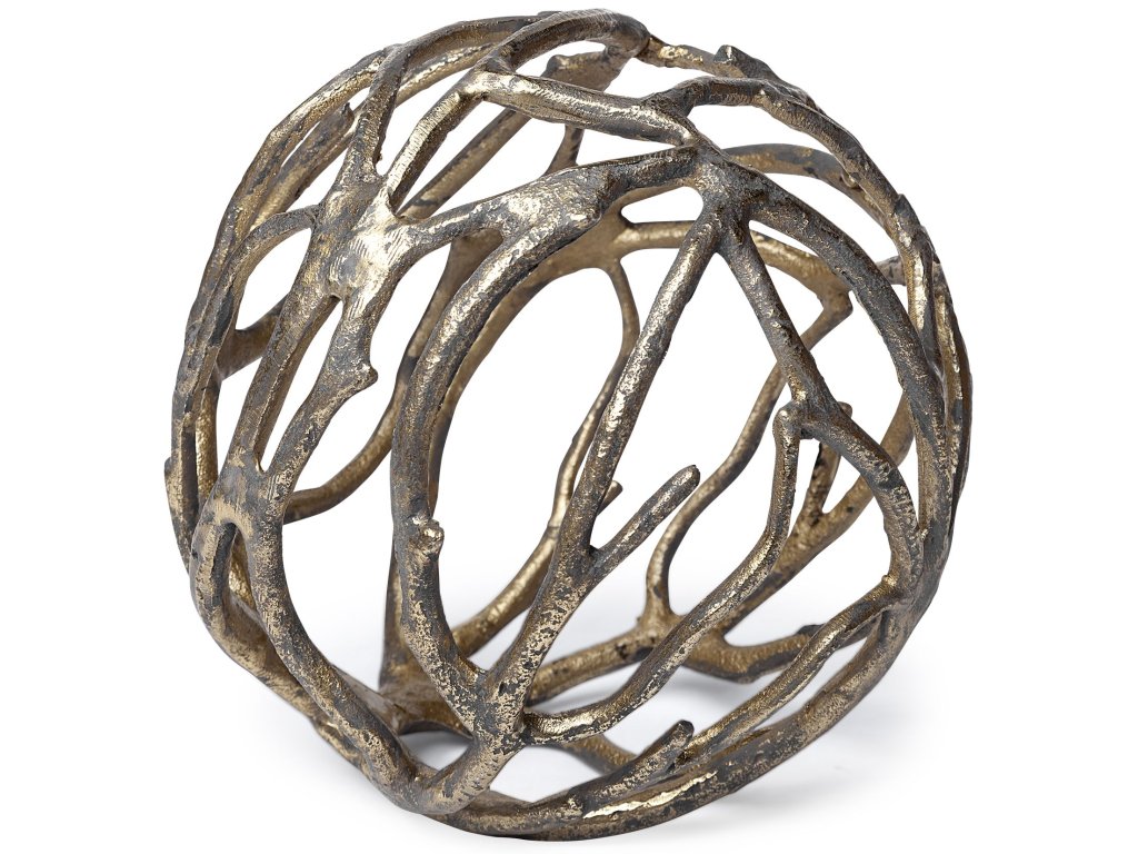 Noir II Large 7L x 7W Gold Cast Aluminum Decorative Tree Branch Orb