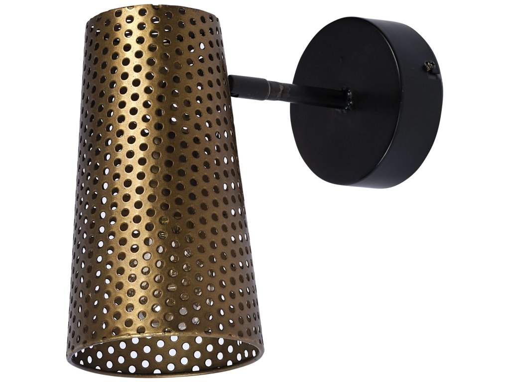 I 11X10.2 Gold Toned Perforated Metal Cone Wall Sconce