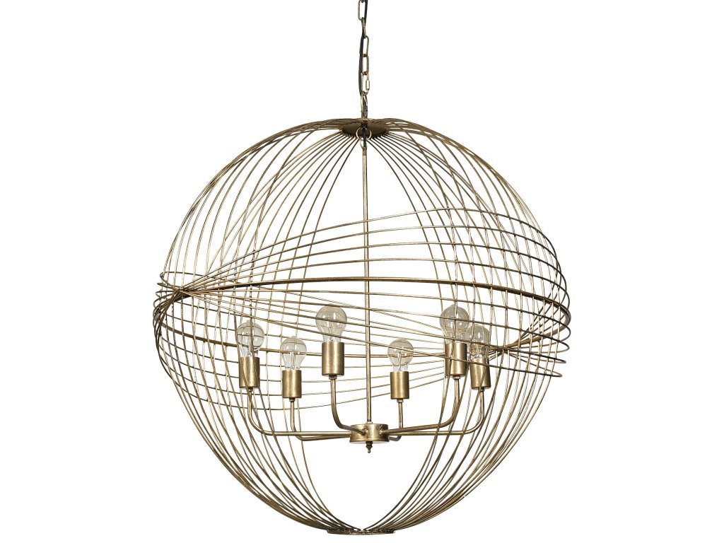 II 36L x 36W x 38H Gold Metal Globe Six Bulb Chandelier