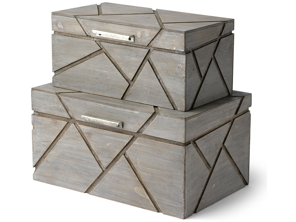 (Set of 2) 16L x 11W Gray Wooden Nesting Boxes