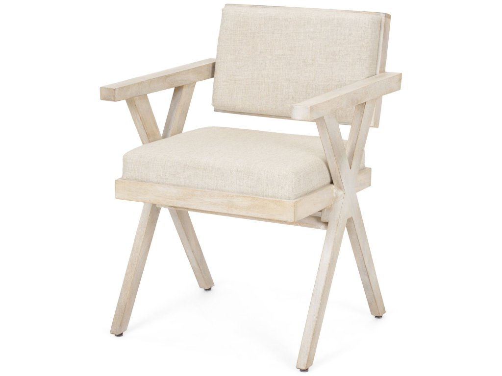 I Cream Fabric Wrap Blonde Wooden Frame Dining Chair