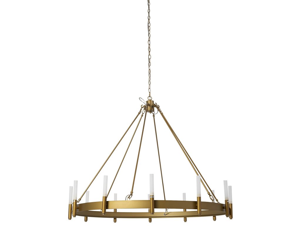 II (47.2"X36.2") Gold Metal Chassis Glass Tube Twelve Light Chandelier