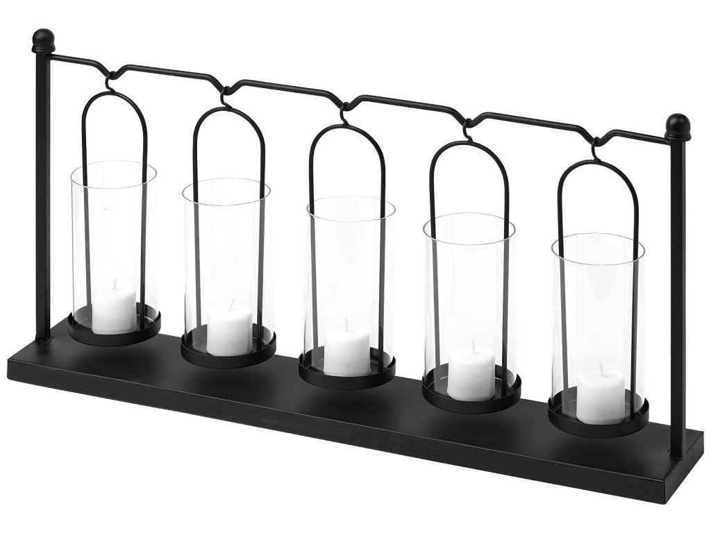 Black Metal Hanging Votive Five Candle Table Candle Holder