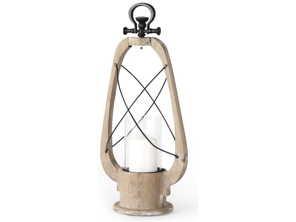I Small Brown Wooden Vintage Inspired Candle Holder Lantern