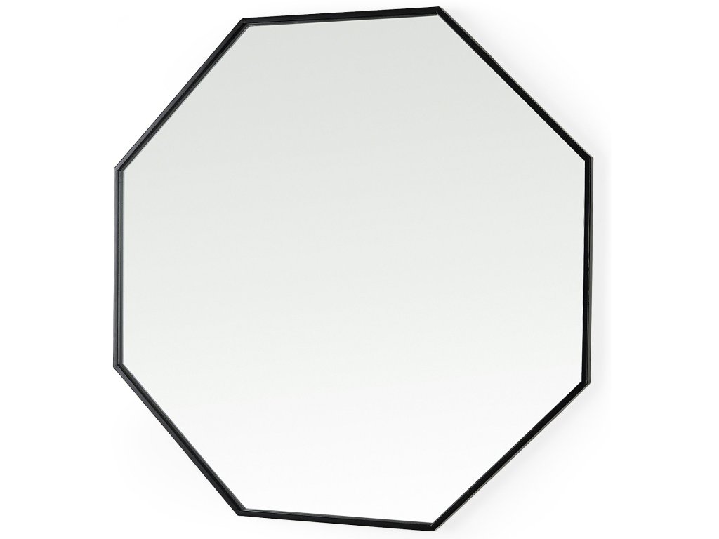 37" Octogon Black Metal Frame Mirror