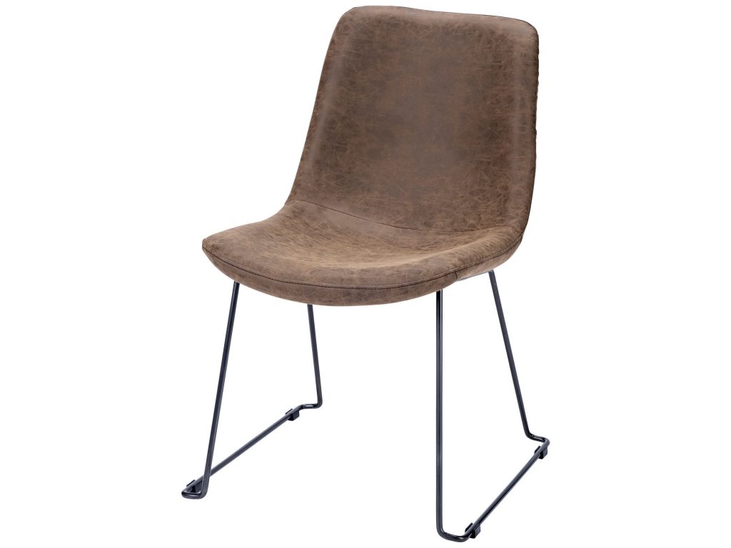 I Brown Faux-Leather Seat Blackiron Frame Dining Chair