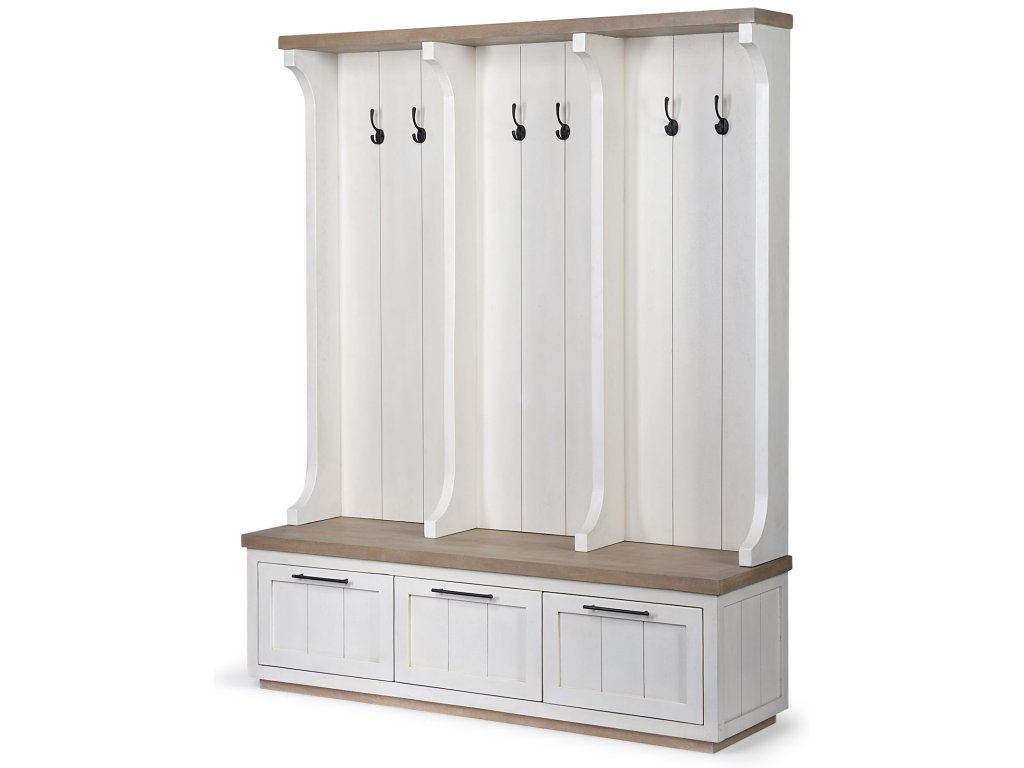 IV 61L x 17W White and Brown Wood With Storage Hall Tree