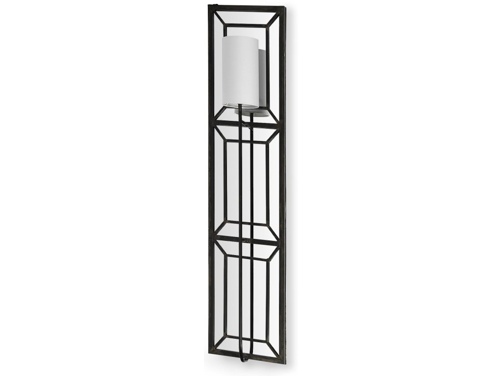 12.2X55 Black Metal w/White Fabric Shade Rectangular Wall Sconce