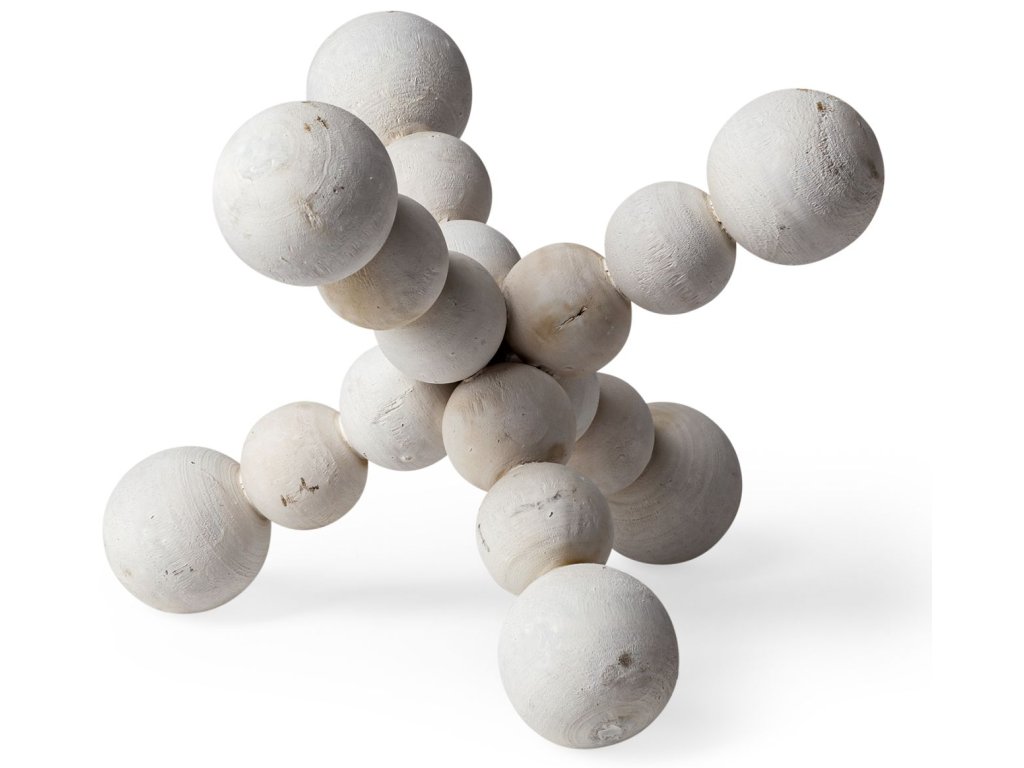 I (Small) 7L x 7W Off-White Geometric Wood Ball Jack