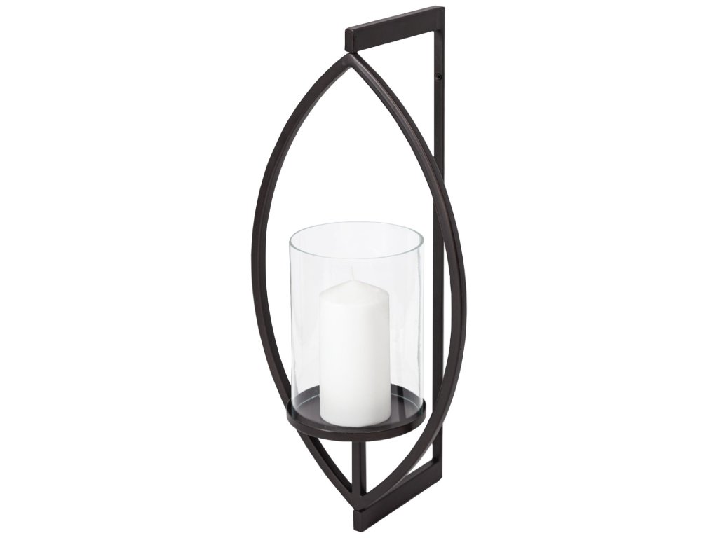 22"H Black Metal Wall Candle Holder