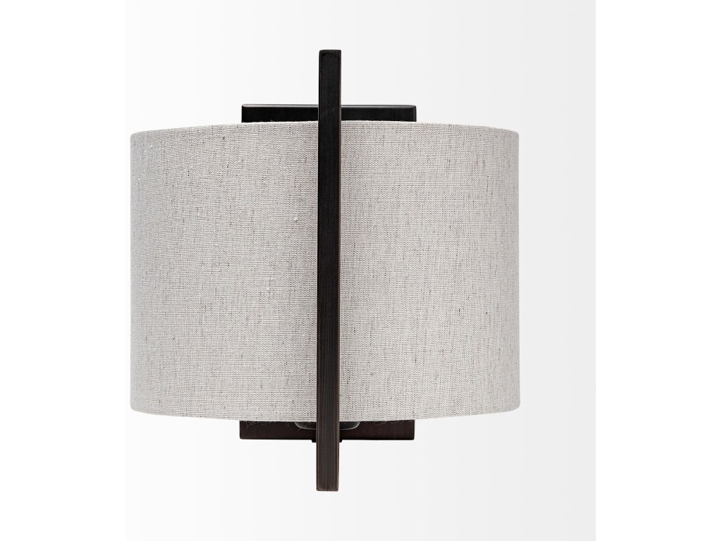 I 9X13 Black Toned Metal Cream Lampshade Wall Sconce - Alternative View