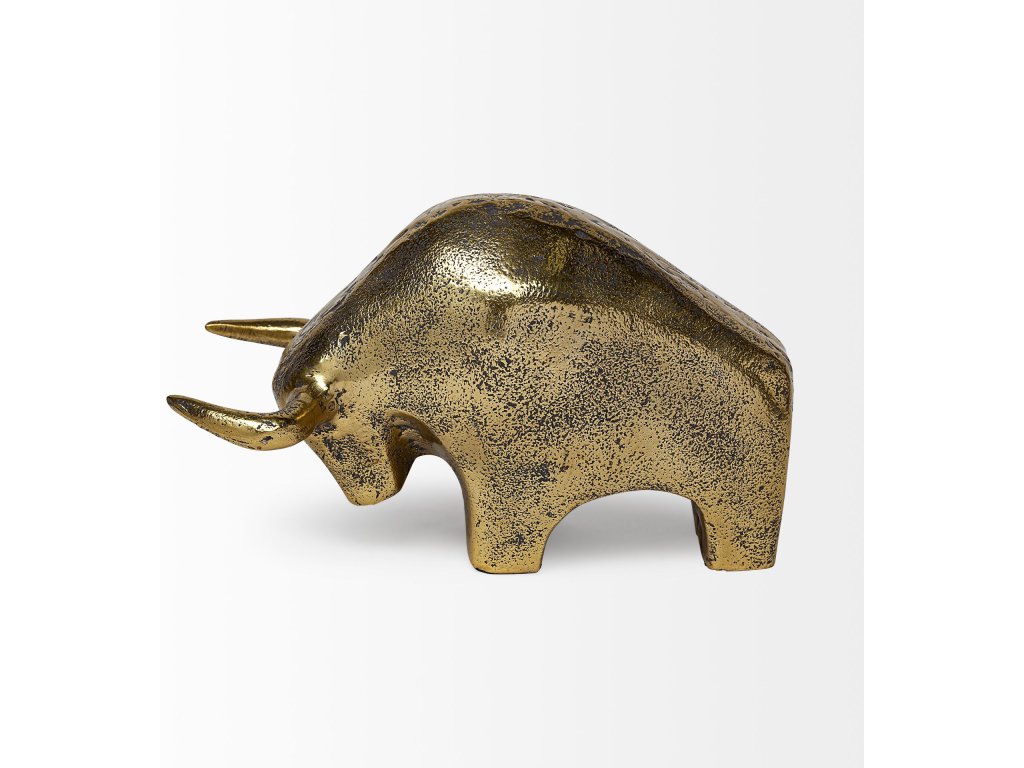 I 9L x 4W Gold Cast Aluminum Raging Bull - Alternative View