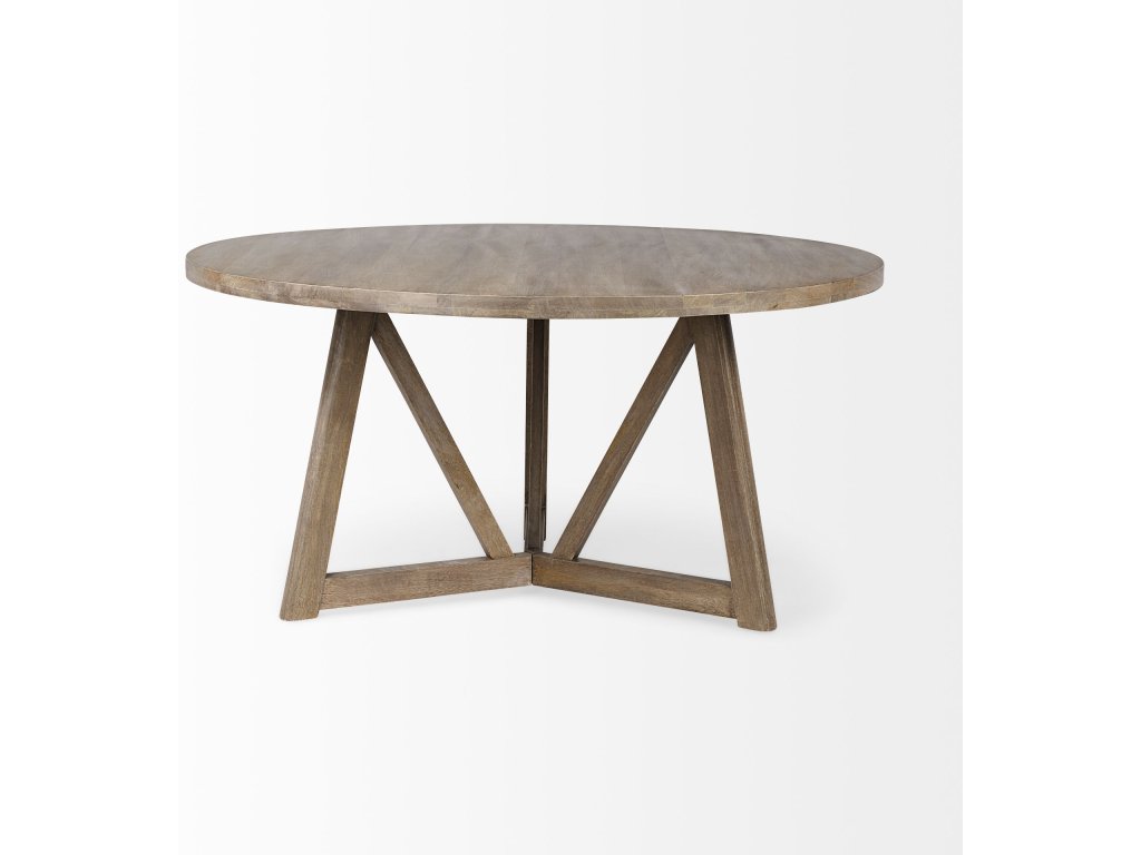 I 60" Round Brown Solid Wood Top & Base Dining Table - Alternative View