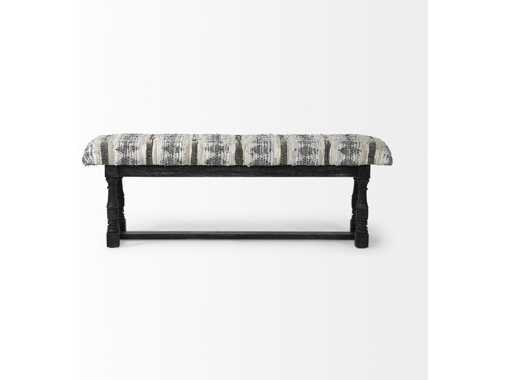 II 56L x 15W Black Wood Base Woven-Leather Cushion Top Accent Bench - Alternative View