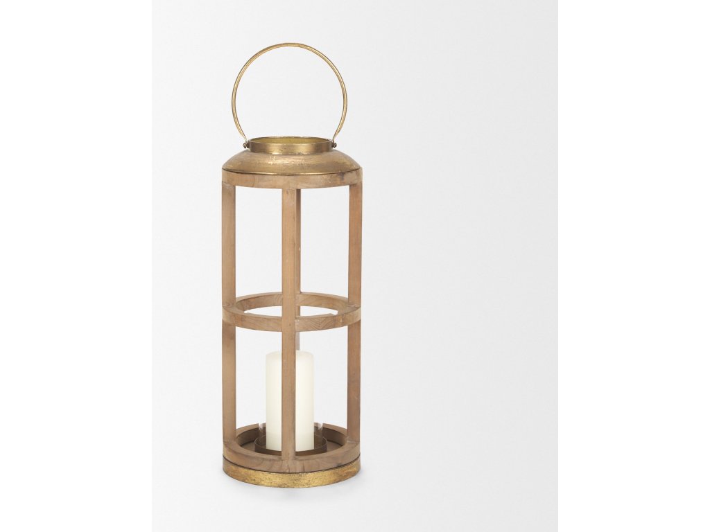 II Small Natural Wood Cylindrical Lantern