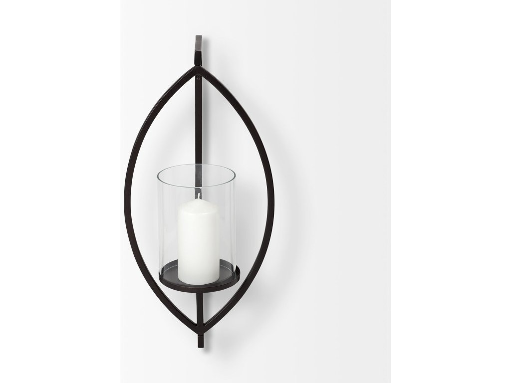 22"H Black Metal Wall Candle Holder