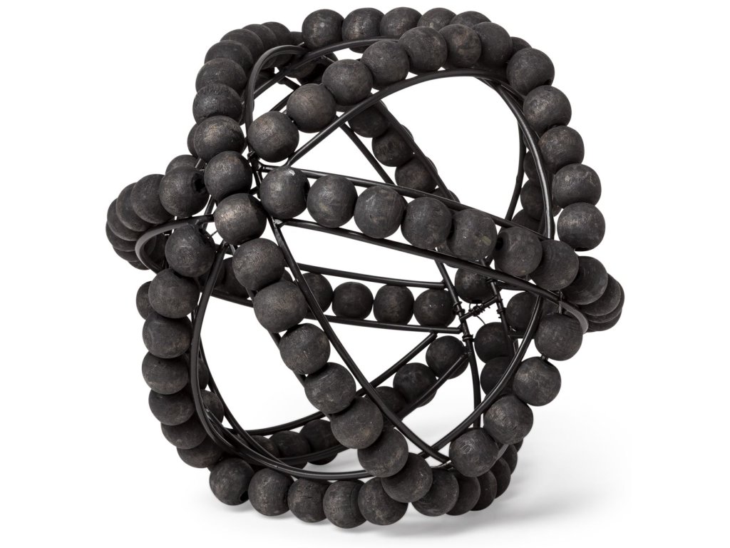 I Small 9L x 9W Black Wooden Beaded Orb