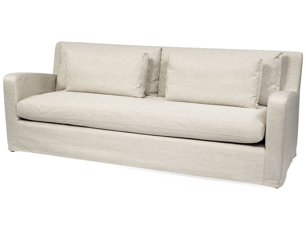 II 92.5 x 38.25 x 34.5 Beige Slipcover Three Seater Sofa