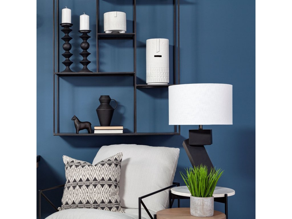 I Small Black Metal Grooved Table Candle Holder