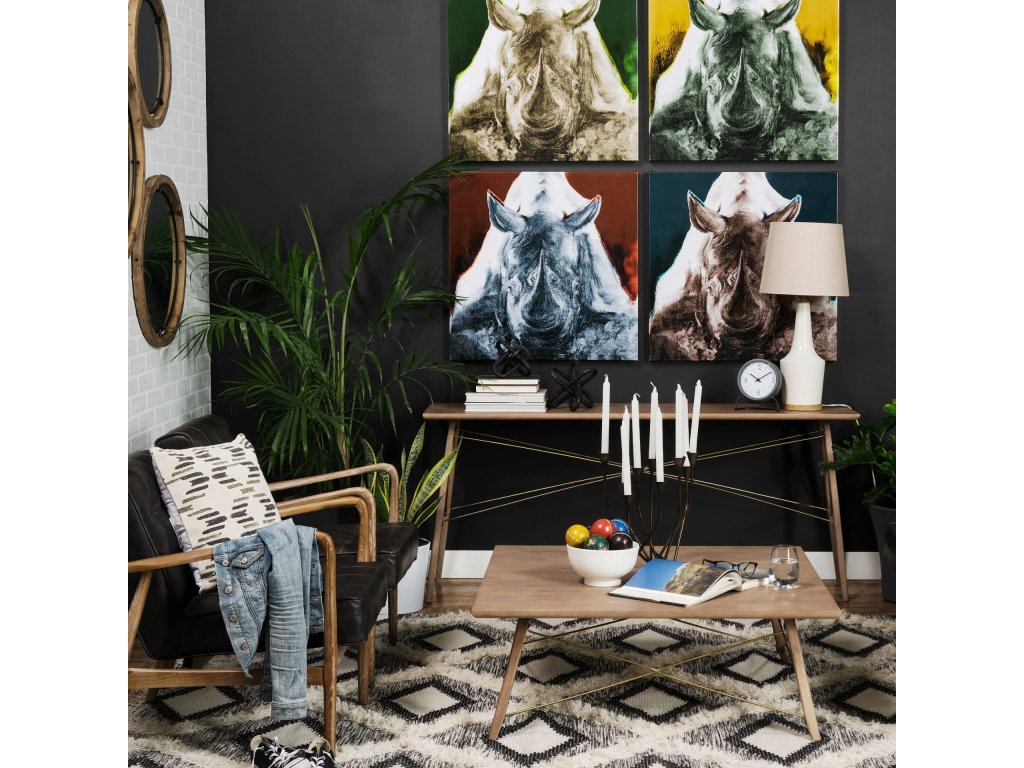 40 x 40 x 15 Brown Solid Wood Top & Legs w/Metal Bracing Coffee Table - Alternative View