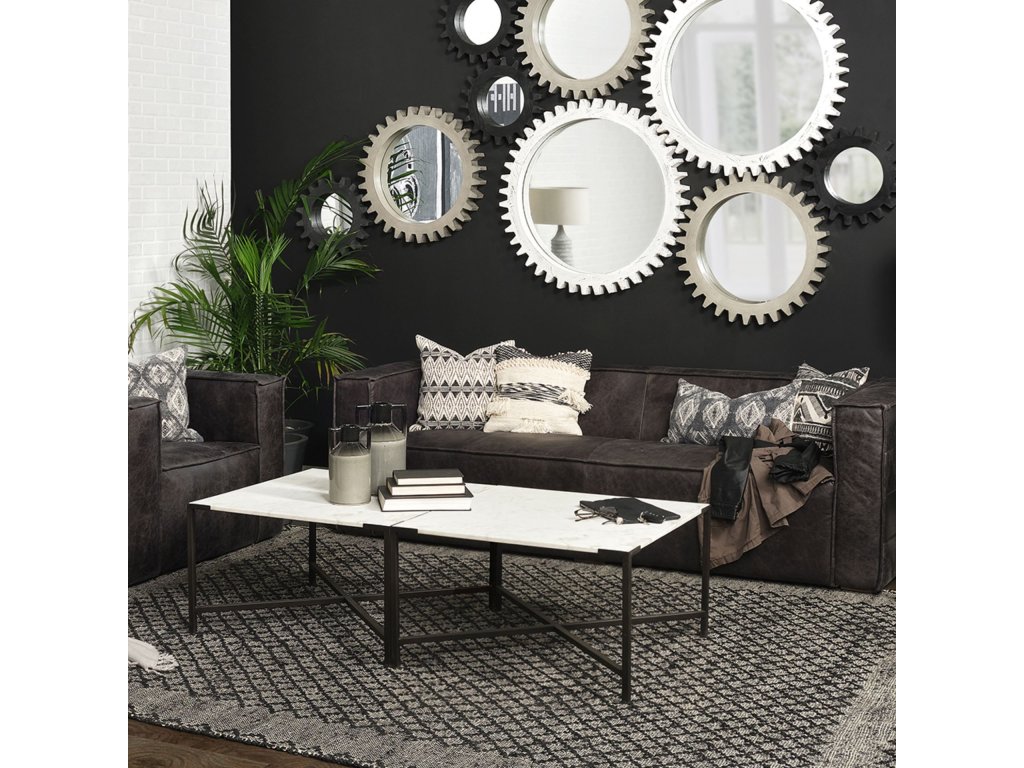 30X30 White Marble Top Black Metal Base Coffee Table - Alternative View