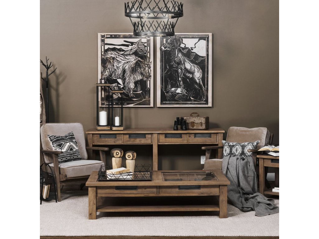 III 72L x 18W Brown Wood 4 Drawer Console Table - Alternative View