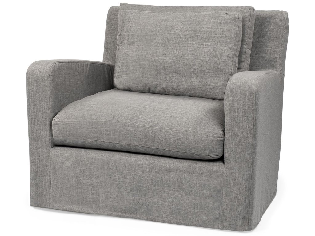 III 38 x 38.25 x 34.5 Flint Gray Slipcover Upholstered Arm Chair