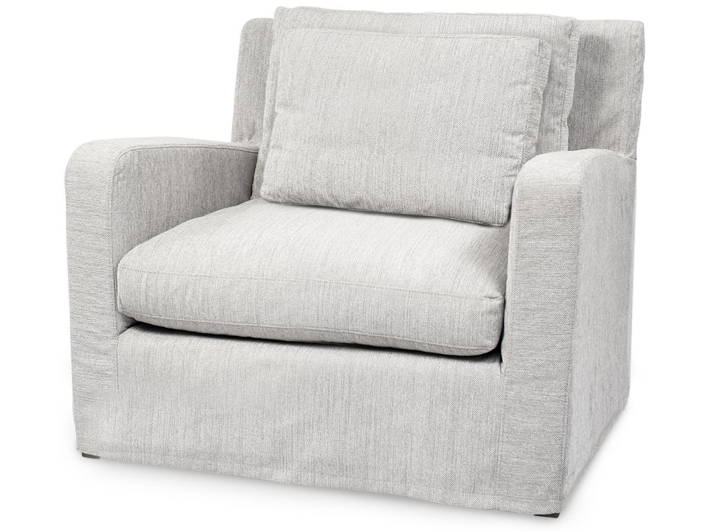 III 38 x 38.25 x 34.5 Frost Gray Slipcover Upholstered Arm Chair