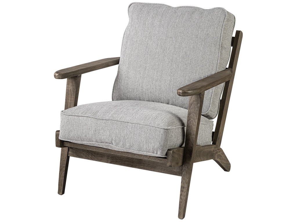VI Frost Grey Fabric Wrapped Wooden Frame Accent Chair