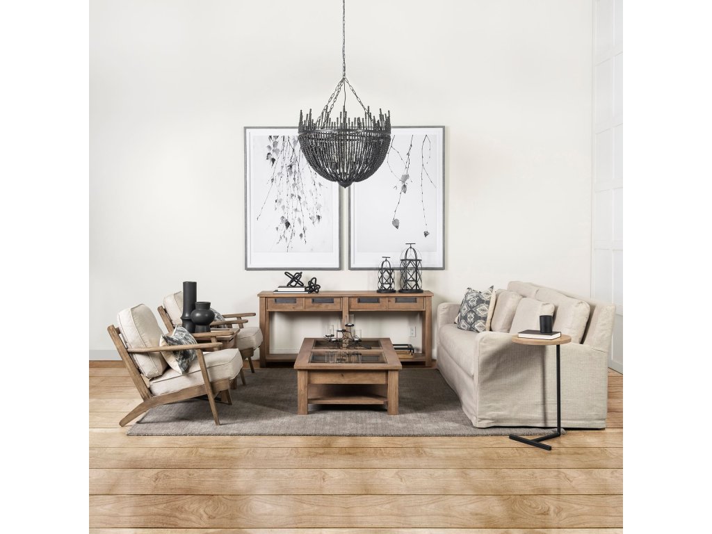 VI Beige Fabric Wrapped Wooden Frame Accent Chair - Alternative View