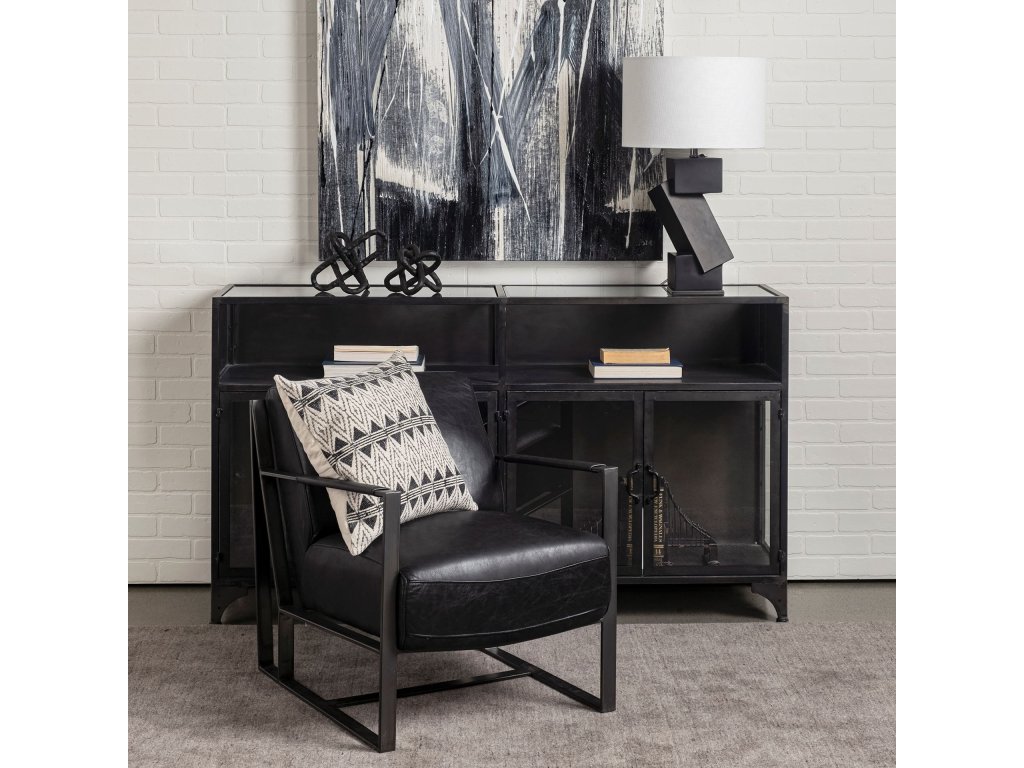 63" L Black Metal Glass Door Display Cabinet - Alternative View